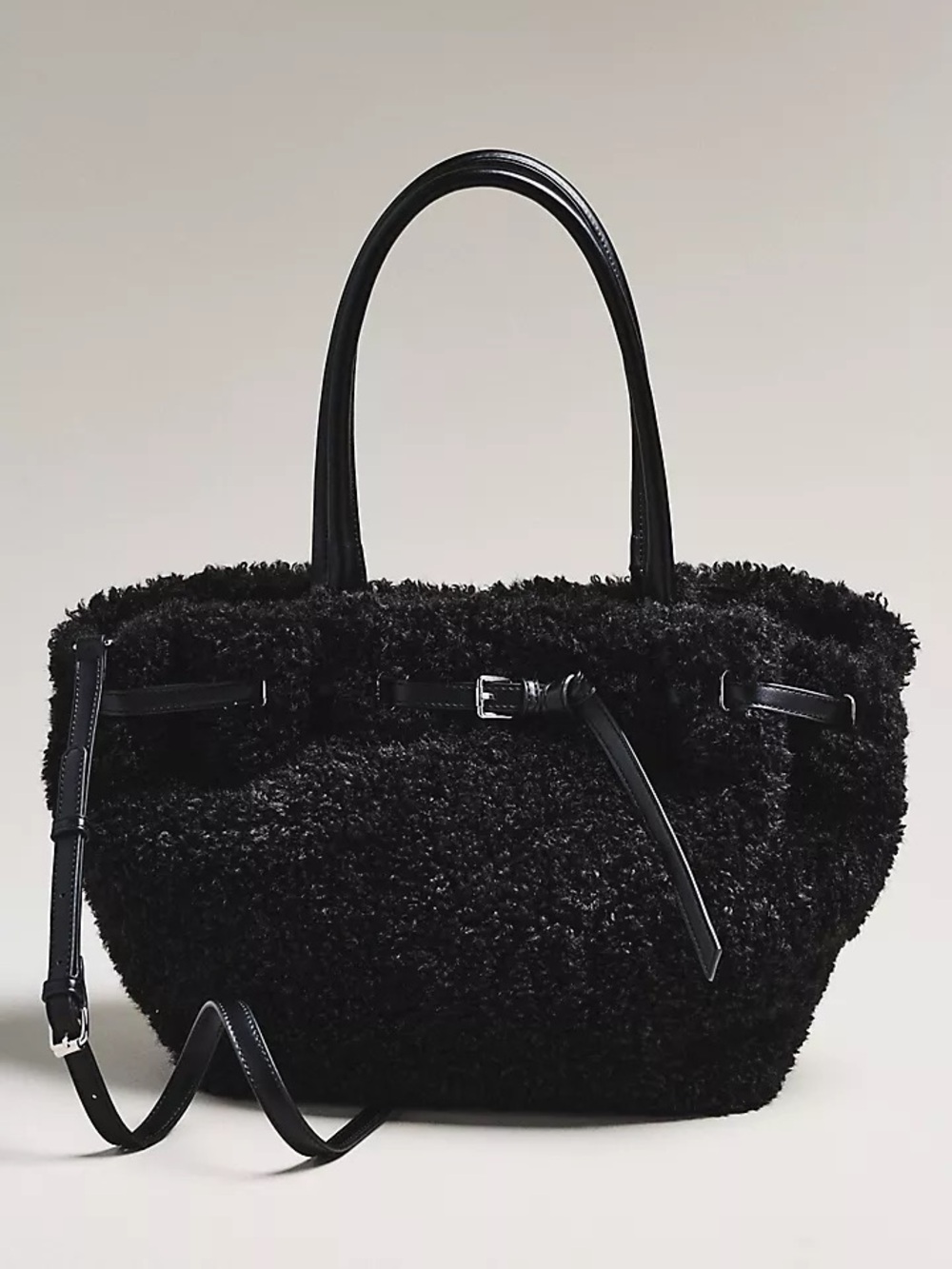 ANTHROPOLOGIE Belted Sherpa Tote Bag